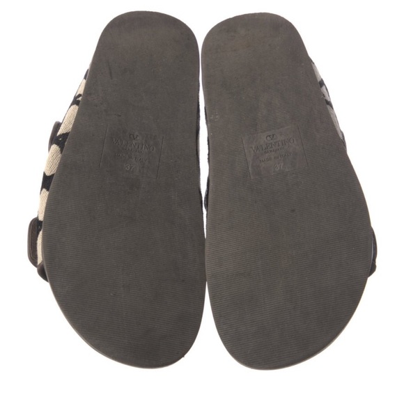 Valentino Garavani Toile Iconograph Double Strap V-Logo Slide Sandals Mule - Picture 7 of 15